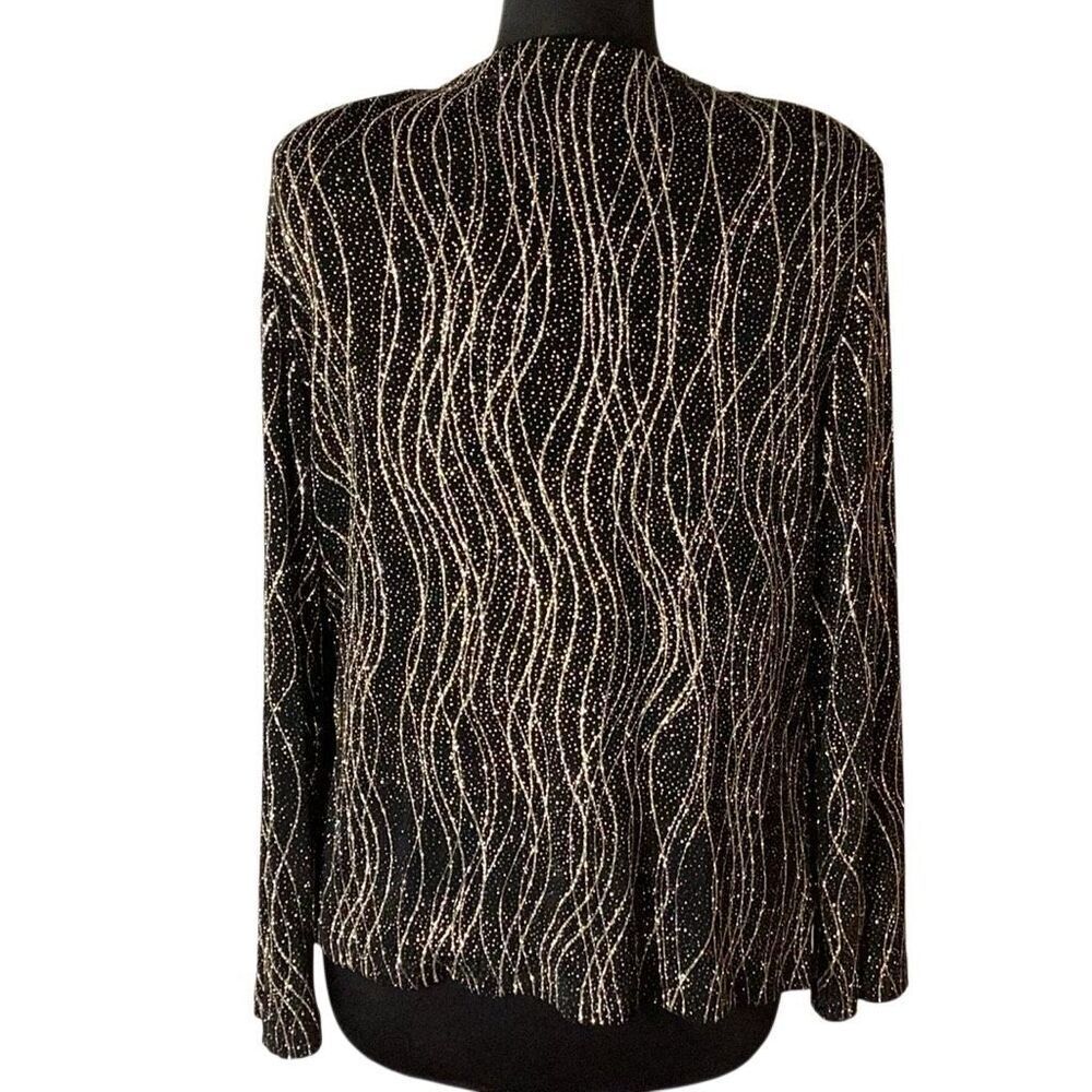 Vintage Ronni Nicole Evenings Sz L Black & Gold Metallic 2-Piece Jacket & Shell - Picture 4 of 8